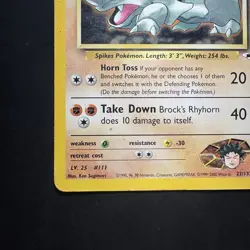 Pokemon Vintage Non-Holo Rare Brock's Rhyhorn Gym Heroes 22/132 HP WotC - Image 5