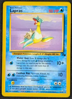 Lapras 1999 Vintage WotC Regular Rare Fossil Pokemon Card 25/62 (NM) - Image 1
