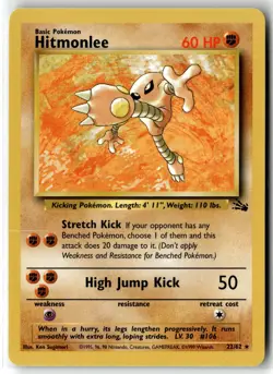Hitmonlee ⭐ 22/62 Rare Fossil 1999 Pokemon NM - Image 1