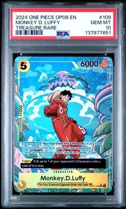 2024 ONE PIECE OP08-TWO LEGENDS TREASURE RARE #109 MONKEY D. LUFFY PSA 10 - Image 1