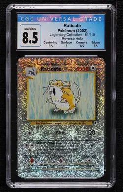 Raticate Reverse Foil Pokemon Legendary Collection CGC 8.5 2002 - Image 1