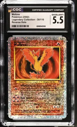 POKEMON CGC 5.5 Moltres 30/110 2002 Legendary Collection Rare Reverse Holo *3056 - Image 1
