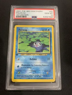 2001 Pokemon Neo Discovery 1st Edition Poliwag 62 PSA 10 Gem Mint - Image 1