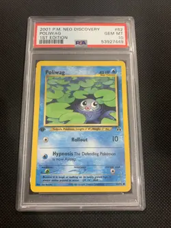 2001 Pokemon Neo Discovery 1st Edition Poliwag 62 PSA 10 Gem Mint - Image 1
