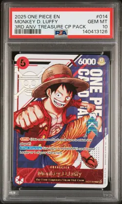 2025 ONE PIECE 3RD ANNIVERSARY! TREASURE CAMPAIGN #014 MONKEY D. LUFFY PSA 10 - Image 1