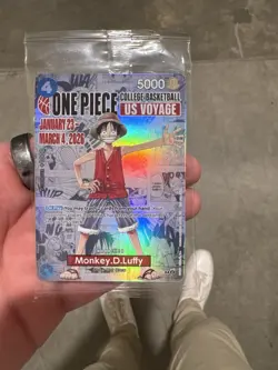 One Piece Monkey D. Luffy US Voyage College Basketball Card Rutgers W/ POSTER - Image 1