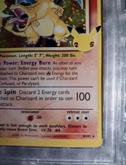 Charizard PSA 9 Celebrations Classic 4/102 Holo Base Set 2021 Pokemon Card - Image 3