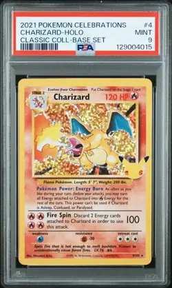 Pokemon Card Charizard 4/102 Celebrations Classic Collection Base Set Holo PSA 9 - Image 1