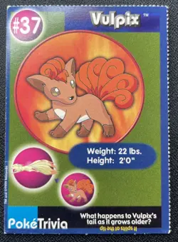 Vulpix #37 Poke Trivia Burger King Pokemon Card 1999 Nintendo LP/DMG - Image 1