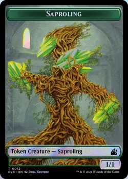 Saproling // Dragon Double-Sided Token 12//7 MTG RVR NM Foil - Image 1