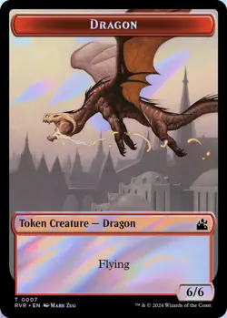 Saproling // Dragon Double-Sided Token 12//7 MTG RVR NM Foil - Image 2
