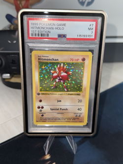 PSA 7 Pokemon Base Set 1st Edition Holo Rare Hitmonchan 7/102 NM NEAR MINT!! - Image 1