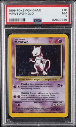 1999 POKEMON GAME #10 MEWTWO-HOLO PSA 7 - Image 1