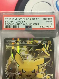 Pokemon Pikachu EX Promo Red & Blue XY124 PSA 9 Mint SHIPS ASAP - Image 2