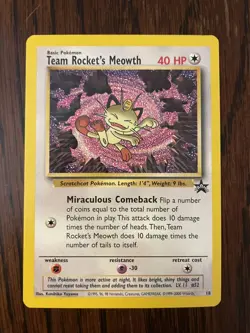 Pokemon Team Rocket's Meowth #18 WOTC Black Star Promo- Near mint - Image 1