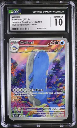 Pokemon Wailord 162/159 Sv09 Journey Together Holo CGC 10 Illustration Graded - Image 1