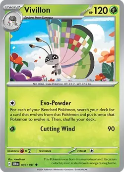 Vivillon 007 Pokemon TCG SV08: Surging Sparks Uncommon Regular NP - Image 1