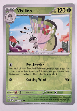 Vivillon 007 Pokemon TCG SV08: Surging Sparks Uncommon Reverse Foil NP - Image 1