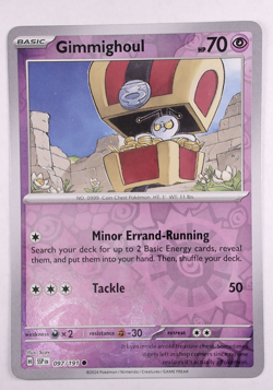 Gimmighoul 097 Pokemon TCG SV08: Surging Sparks Common Reverse Foil NP - Image 1