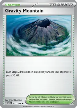 Gravity Mountain 177 Pokemon TCG SV08: Surging Sparks Uncommon Regular NP - Image 1