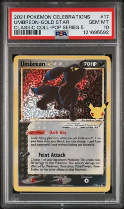 Umbreon-Gold Star Pokemon Celebrations Classic Collection 17 PSA 10 - Image 1