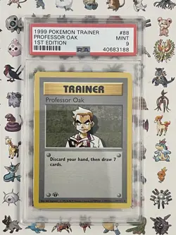 PSA 9 - Pokemon PROFESSOR OAK - 1st Edition Shadowless Base Set First - 88/102 - Image 1