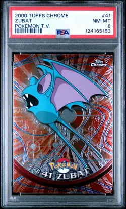 2000 TOPPS CHROME POKEMON T.V. #41 ZUBAT PSA 8 - Image 1