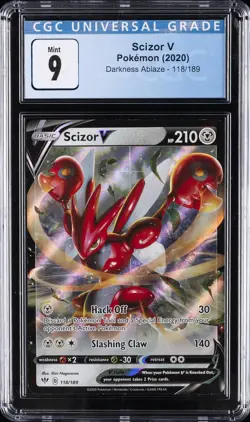 2020 POKEMON SWORD & SHIELD DARKNESS ABLAZE #118 SCIZOR V CGC 9 - Image 1