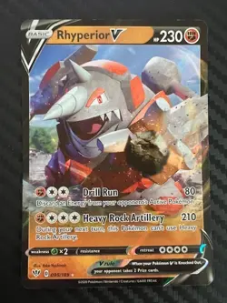 Pokemon TCG Rhyperior V Ultra Rare SWSH03: Darkness Ablaze 095/189 NM - Image 1