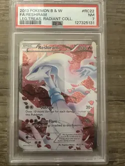 2013 POKEMON B&W LEGEND TREASURES RADIANT COLL #RC22 FULL ART/RESHIRAM PSA 7 - Image 1
