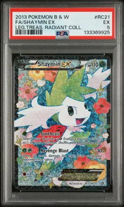 2013 POKEMON B&W LEGEND TREASURES RADIANT COLL #RC21 FULL ART/SHAYMIN EX PSA 5 - Image 1