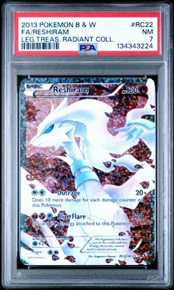 2013 POKEMON B&W LEGEND TREASURES RADIANT COLL #RC22 FULL ART/RESHIRAM PSA 7 - Image 1