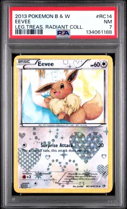 2013 POKEMON B&W LEGEND TREASURES RADIANT COLL #RC14 EEVEE PSA 7 - Image 1