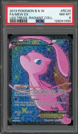 2013 POKEMON B&W LEGEND TREASURES RADIANT COLL #RC24 FULL ART/MEW EX PSA 8 NM-MT - Image 1