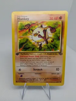Mankey 55/64 Jungle 1st Edition Common Pokemon TCG Card LP - Image 1
