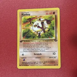 Mankey 55/64 Jungle 1st Edition Common Pokemon TCG Card LP - Image 1