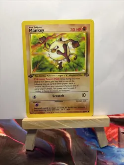 Pokemon Mankey Card 55/64 1st Edition Common LP Jungle Regular English - Image 2