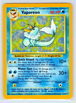 Vaporeon #12/64 - Jungle NO SYMBOL - Holo Rare - MP Moderately Played - Pokemon - Image 1