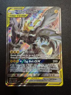 Pokemon Card - Pikachu And Zekrom GX promo SM168 Black Star Full Art Holo LP - Image 1