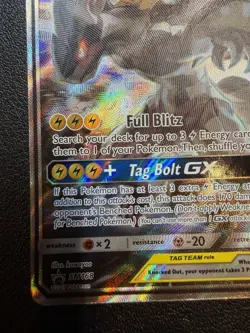 Pokemon Card - Pikachu And Zekrom GX promo SM168 Black Star Full Art Holo LP - Image 4