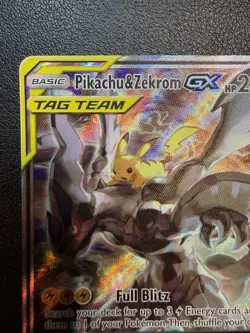 Pokemon Card - Pikachu And Zekrom GX promo SM168 Black Star Full Art Holo LP - Image 5