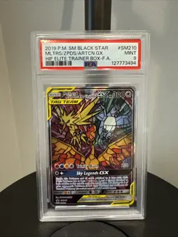 2019 Pokemon Sun & Moon Black Star Moltres & Zapdos & Articuno GX Promo PSA 9 - Image 1