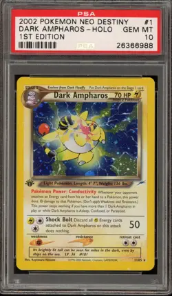 Pokemon Dark Ampharos Neo Destiny 1st Edition Holo Rare #1 PSA 10 Gem Mint - Image 1