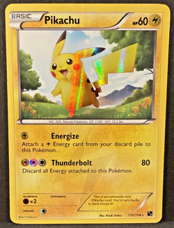 Pokemon Pikachu TCG Black White Holo Card 115/114 Secret Rare LP+ - Image 1