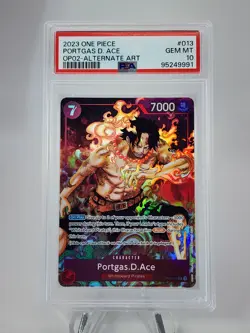PSA 10 One Piece Paramount War English - Portgas.D.Ace SR Alt Art OP02-013 - Image 1