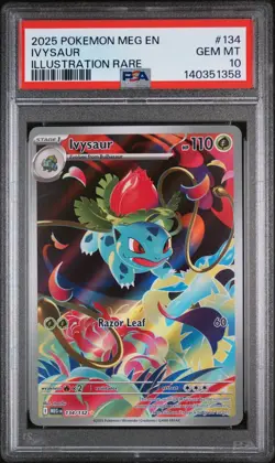 Pokemon TCG Ivysaur 134/132 Me01: Mega Evolution Holo Illustration Rare PSA 10 - Image 1