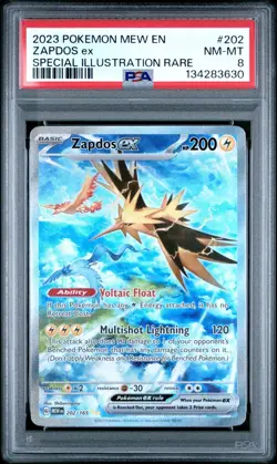 2023 POKEMON MEW EN 151 SPECIAL ILLUSTRATION RARE #202 ZAPDOS EX PSA 8 NM-MT - Image 1