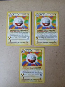 Pokemon TCG Electrode 21/102 Shadowless 3x Card Lot LP Condition - Image 1