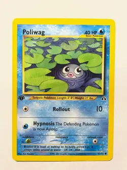 Poliwag 62/75 Neo Discovery 1st Edition Pokemon Card Common NM - Image 1