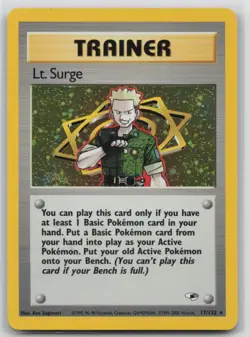 Pokemon Card Lt. Surge (17) Holo Rare Gym Heroes 017/132 - Image 1